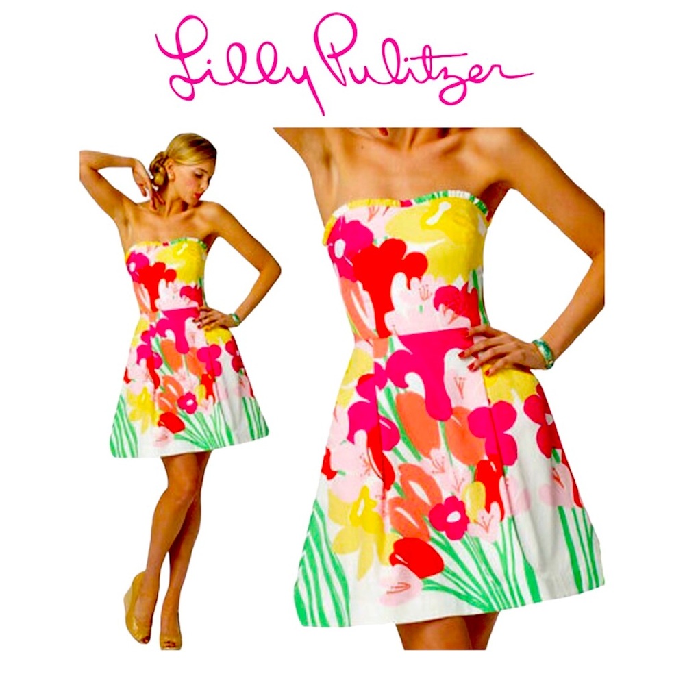 NWOT $198 Lilly Pulitzer Resort White Lavish Lilly’s Placed Blossom Dress Size 0